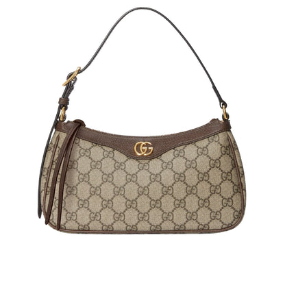 GG OPHIDIA SMALL SHOULDER BAG BEIGE AND DARK BROWN 24CM 735145 KAAAD 8358