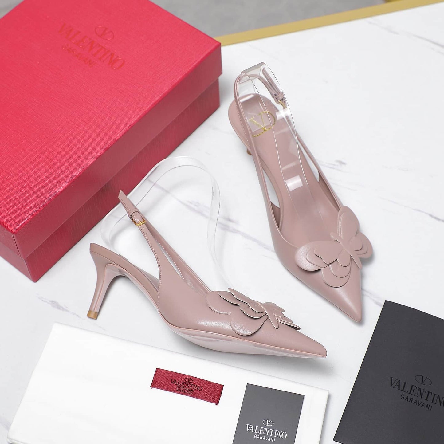 VO GARAVANI PAPIER PHALÈNE SLINGBACK PUMPS PINK