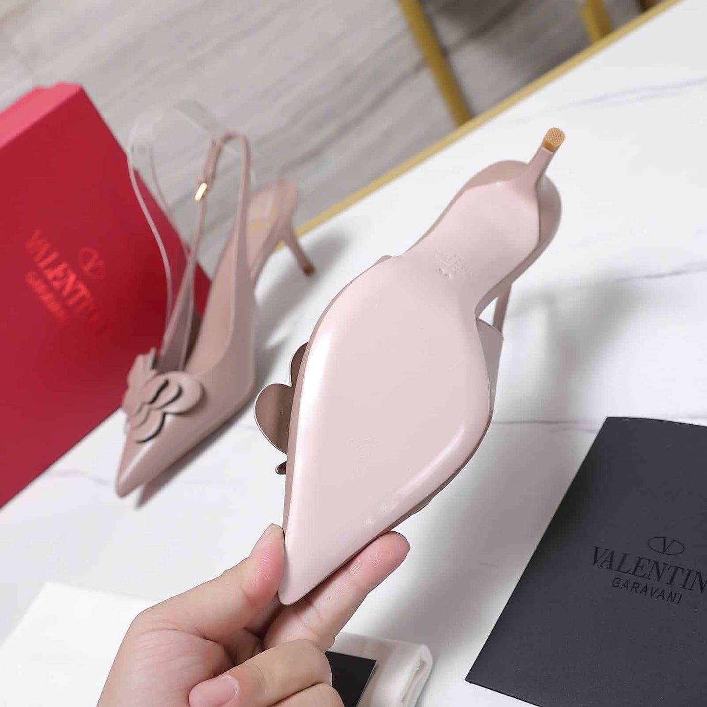 VO GARAVANI PAPIER PHALÈNE SLINGBACK PUMPS PINK