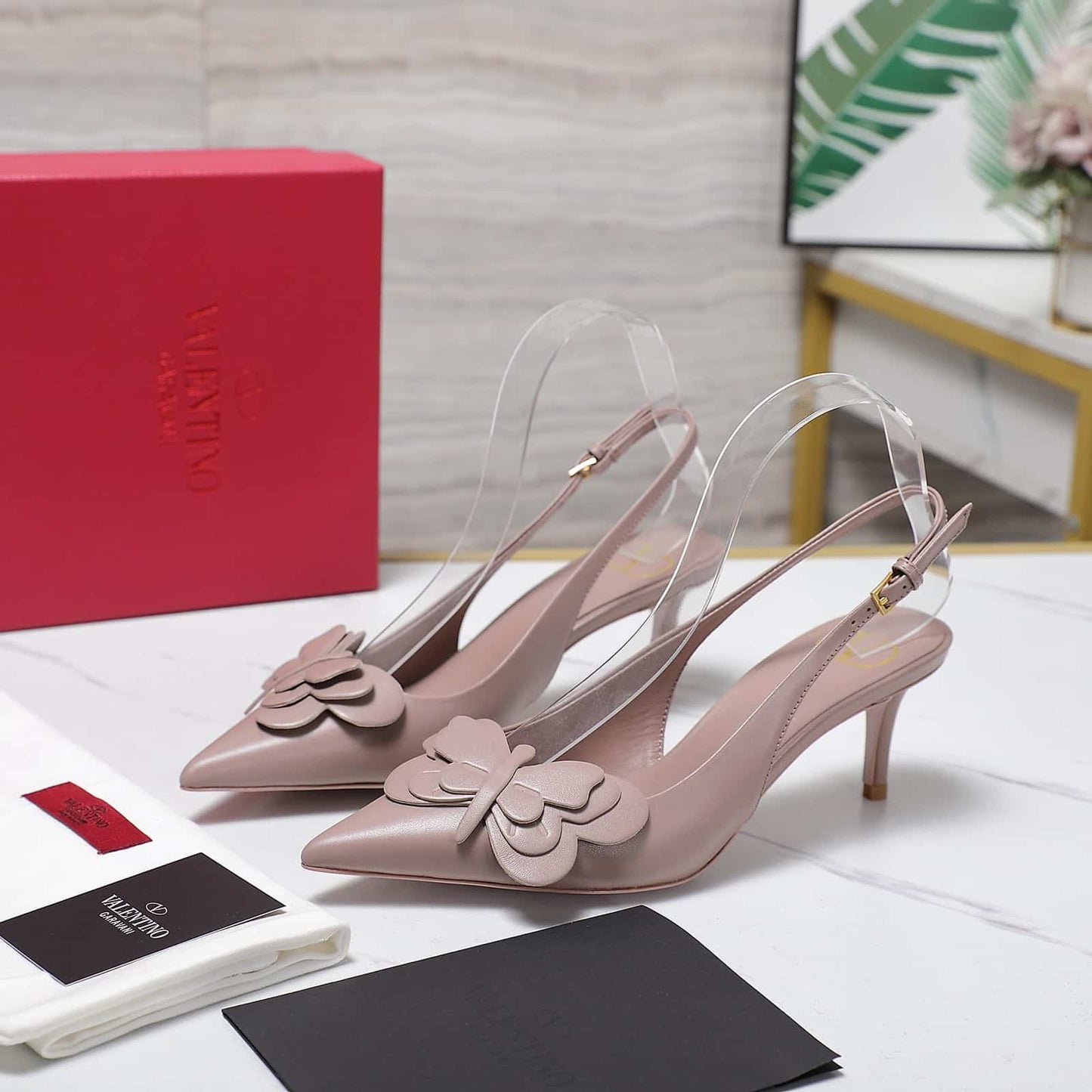 VO GARAVANI PAPIER PHALÈNE SLINGBACK PUMPS PINK