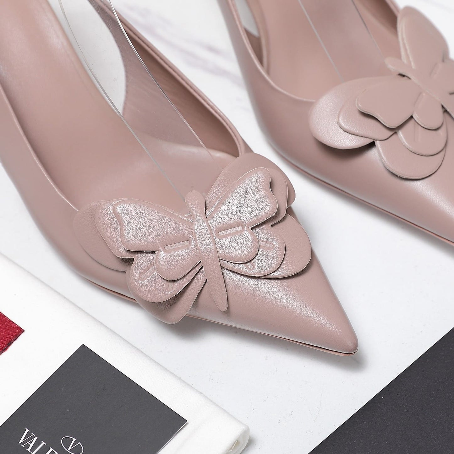 VO GARAVANI PAPIER PHALÈNE SLINGBACK PUMPS PINK