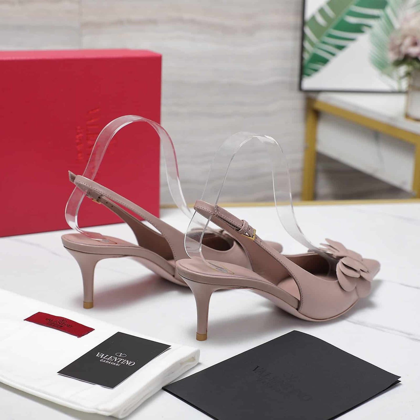 VO GARAVANI PAPIER PHALÈNE SLINGBACK PUMPS PINK