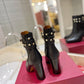 VL GARAVANI ROCKSTUD GRAINY CALFSKIN ANKLE BOOT BLACK 3W2S0P62VCE 0NO