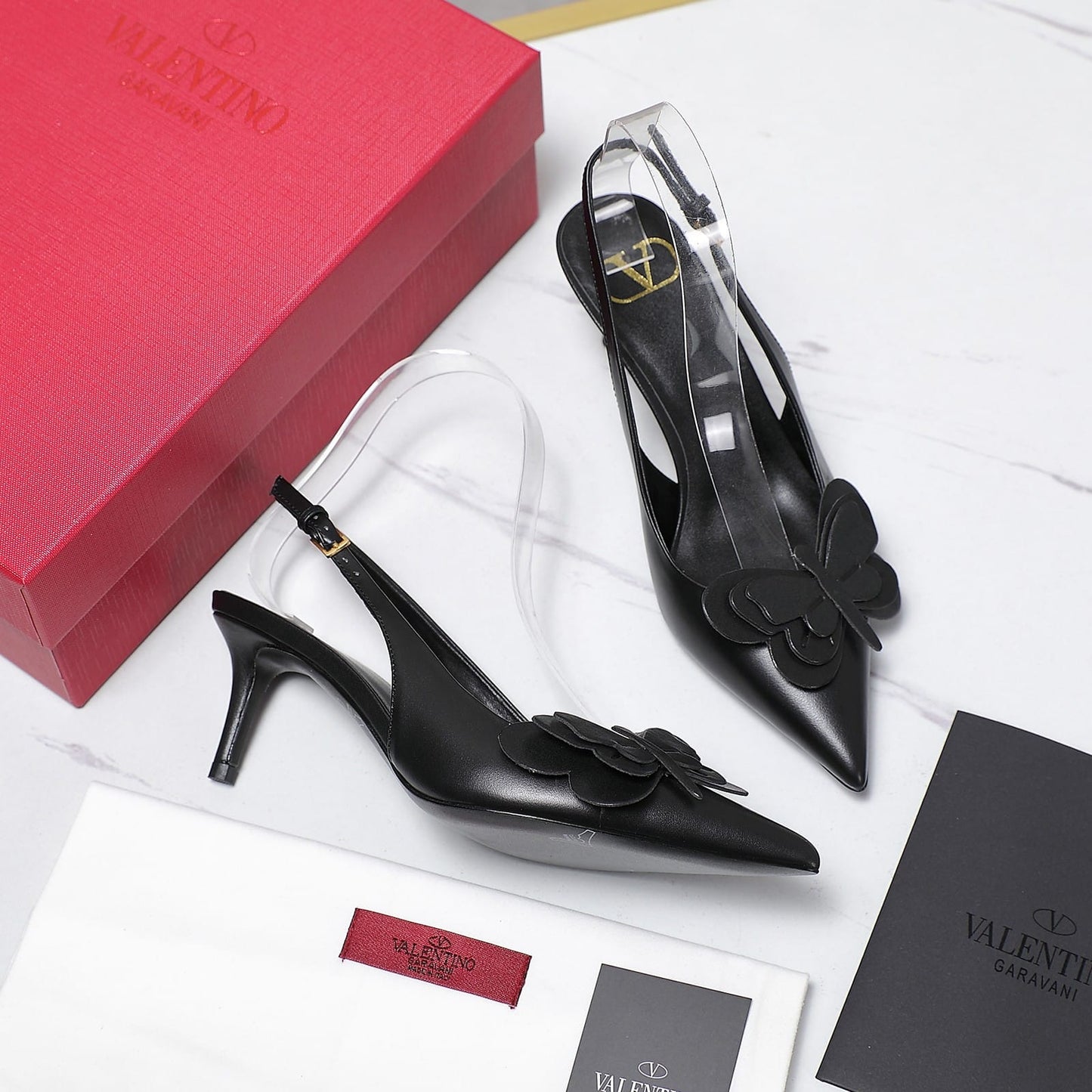 VO GARAVANI PAPIER PHALÈNE SLINGBACK PUMPS BLACK