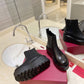 VL GARAVANI UNIQUEFORM V LOGO LEATHER PLATFORM BOOTS BLACK