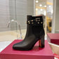 VL GARAVANI ROCKSTUD GRAINY CALFSKIN ANKLE BOOT BLACK 3W2S0P62VCE 0NO