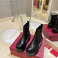 VL GARAVANI UNIQUEFORM V LOGO LEATHER PLATFORM BOOTS BLACK