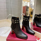 VL GARAVANI ROCKSTUD GRAINY CALFSKIN ANKLE BOOT BLACK 3W2S0P62VCE 0NO