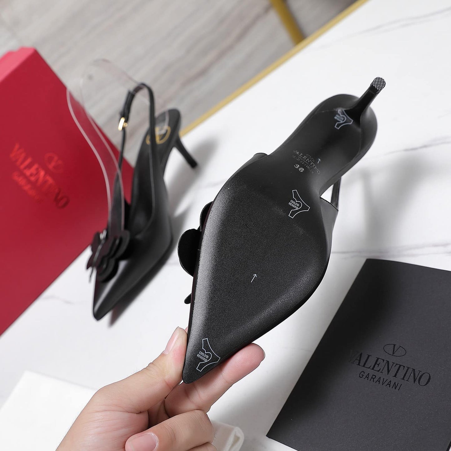 VO GARAVANI PAPIER PHALÈNE SLINGBACK PUMPS BLACK