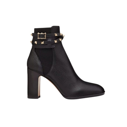 VL GARAVANI ROCKSTUD GRAINY CALFSKIN ANKLE BOOT BLACK 3W2S0P62VCE 0NO