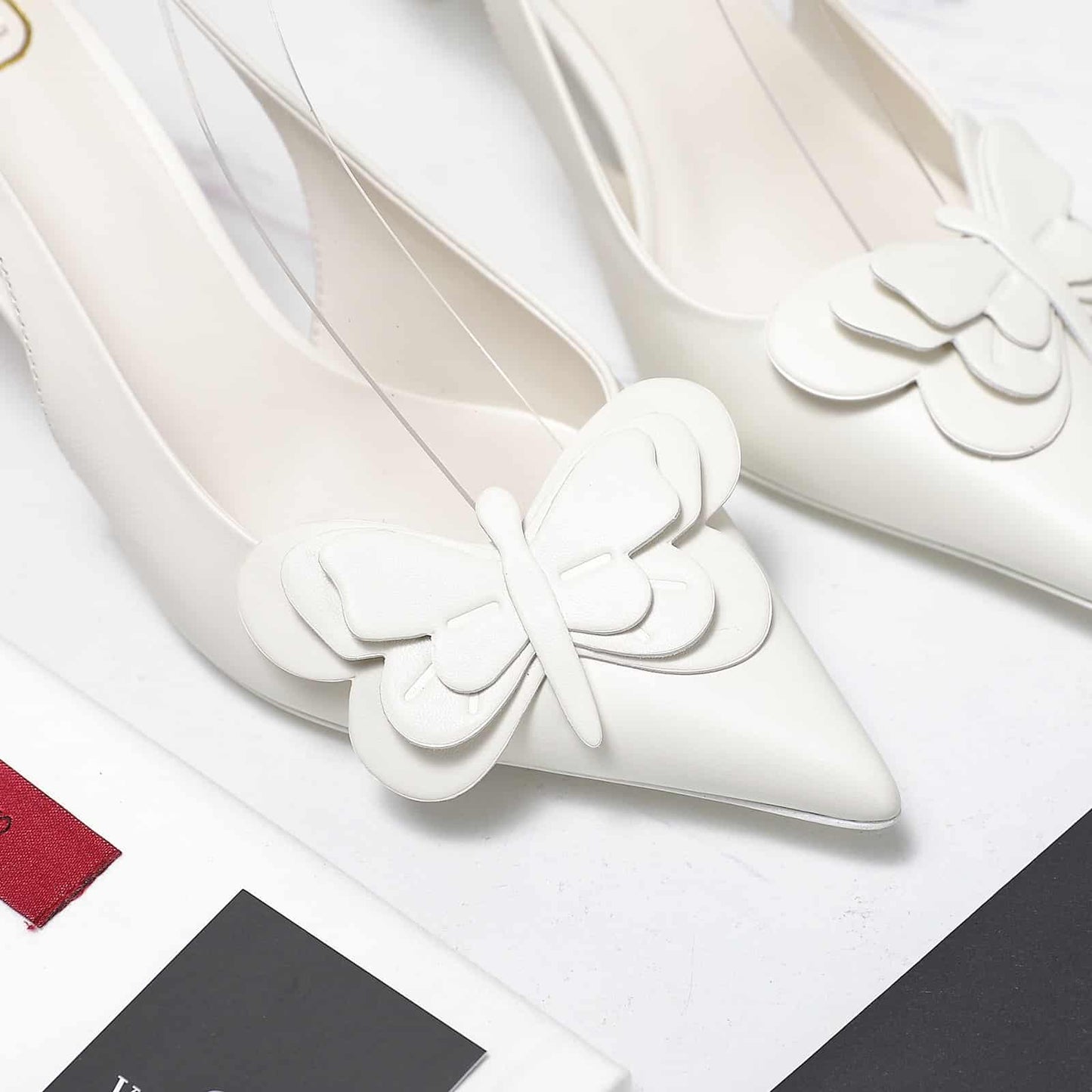 VO GARAVANI PAPIER PHALÈNE SLINGBACK PUMPS WHITE
