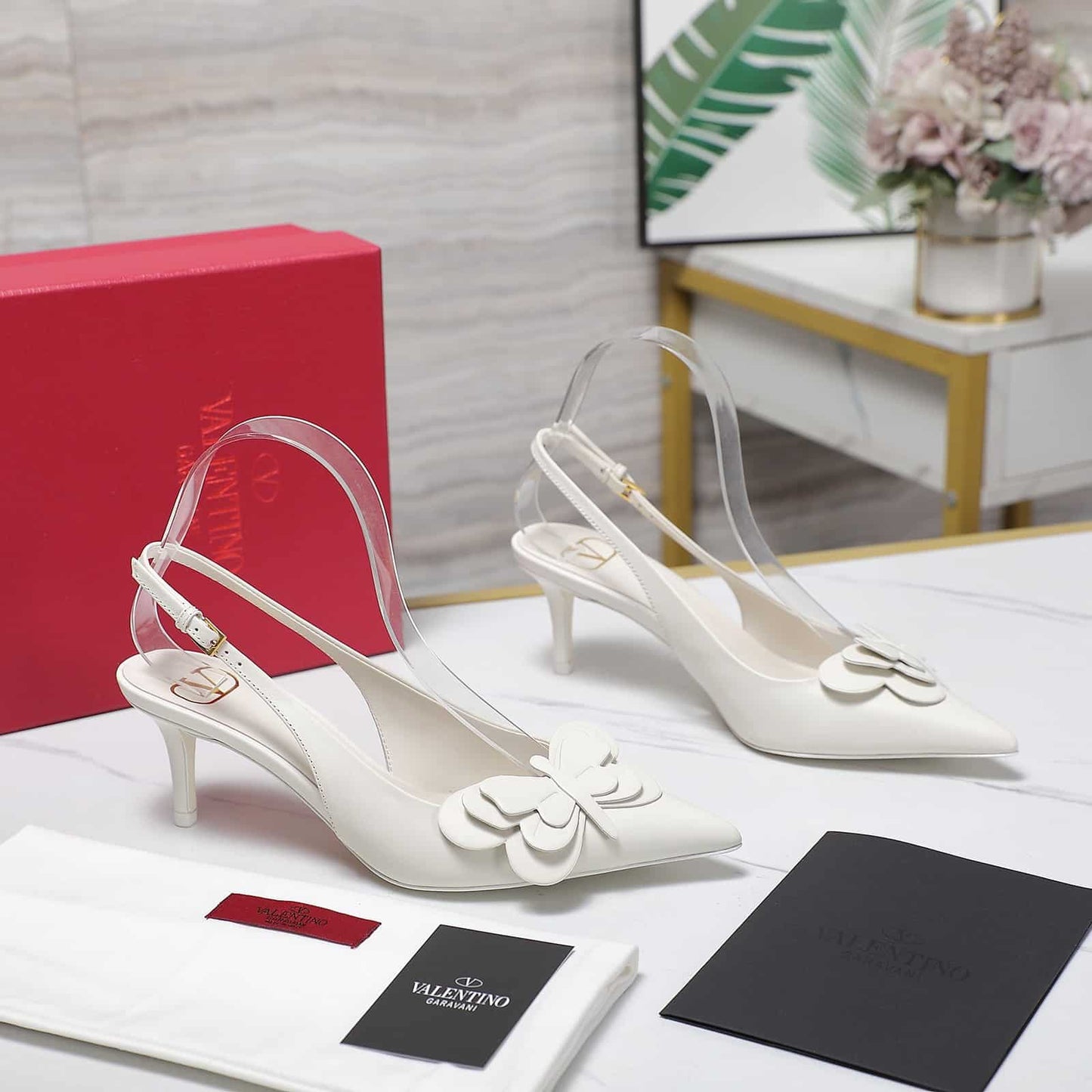 VO GARAVANI PAPIER PHALÈNE SLINGBACK PUMPS WHITE