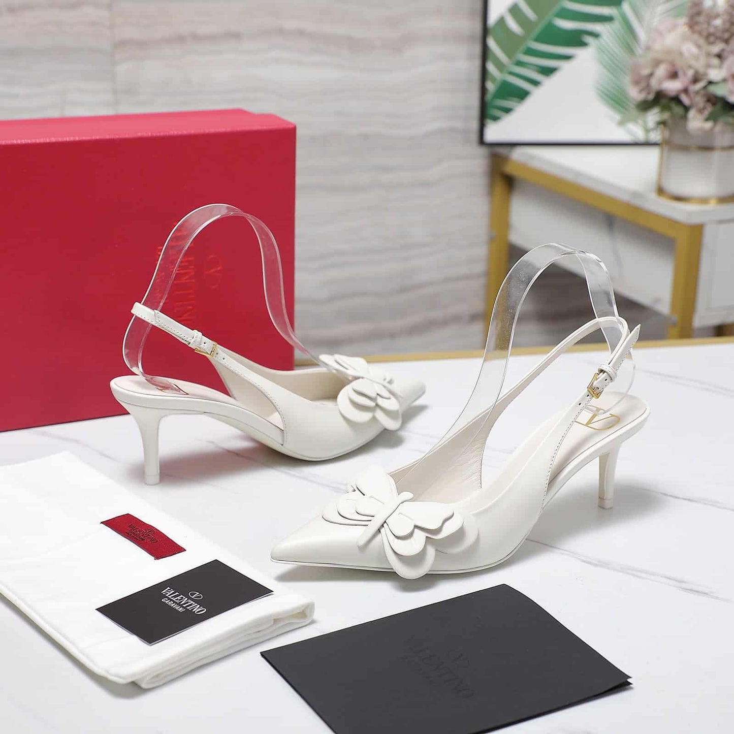 VO GARAVANI PAPIER PHALÈNE SLINGBACK PUMPS WHITE
