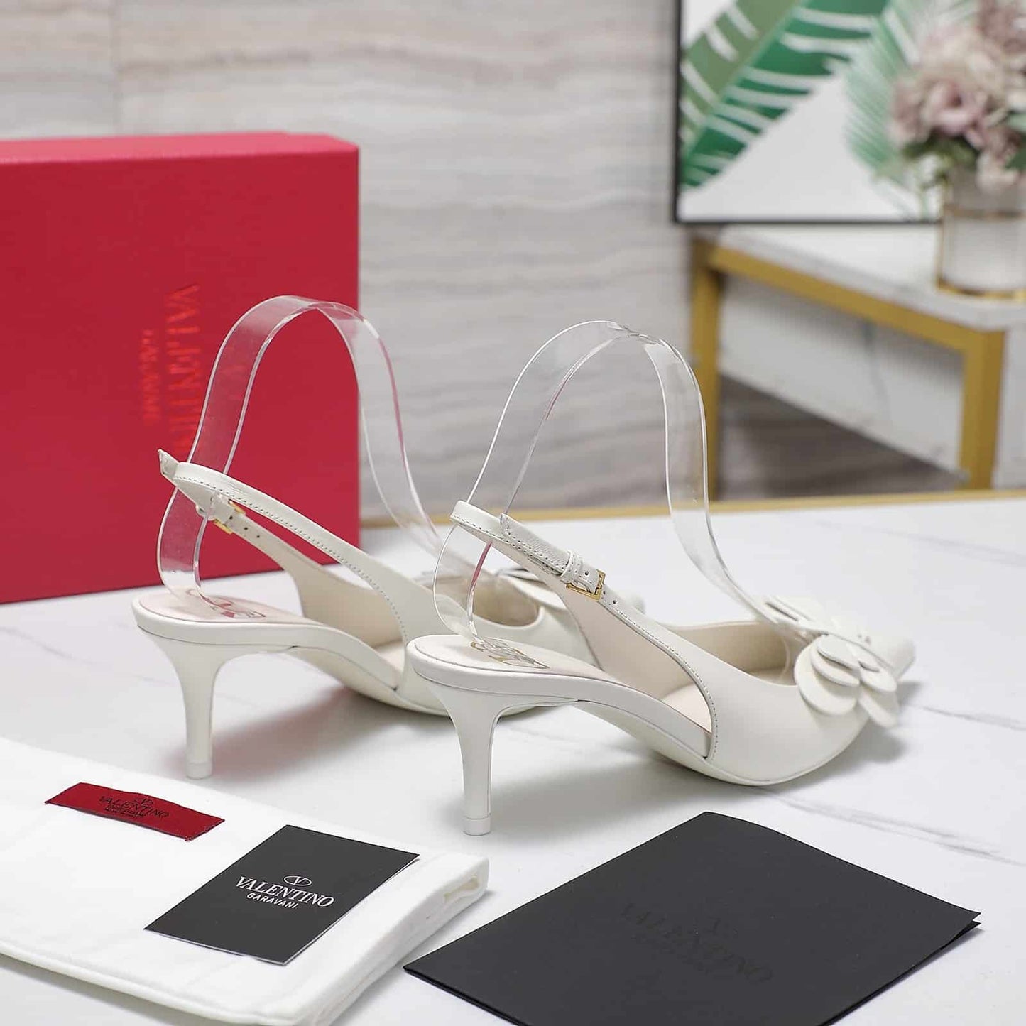 VO GARAVANI PAPIER PHALÈNE SLINGBACK PUMPS WHITE