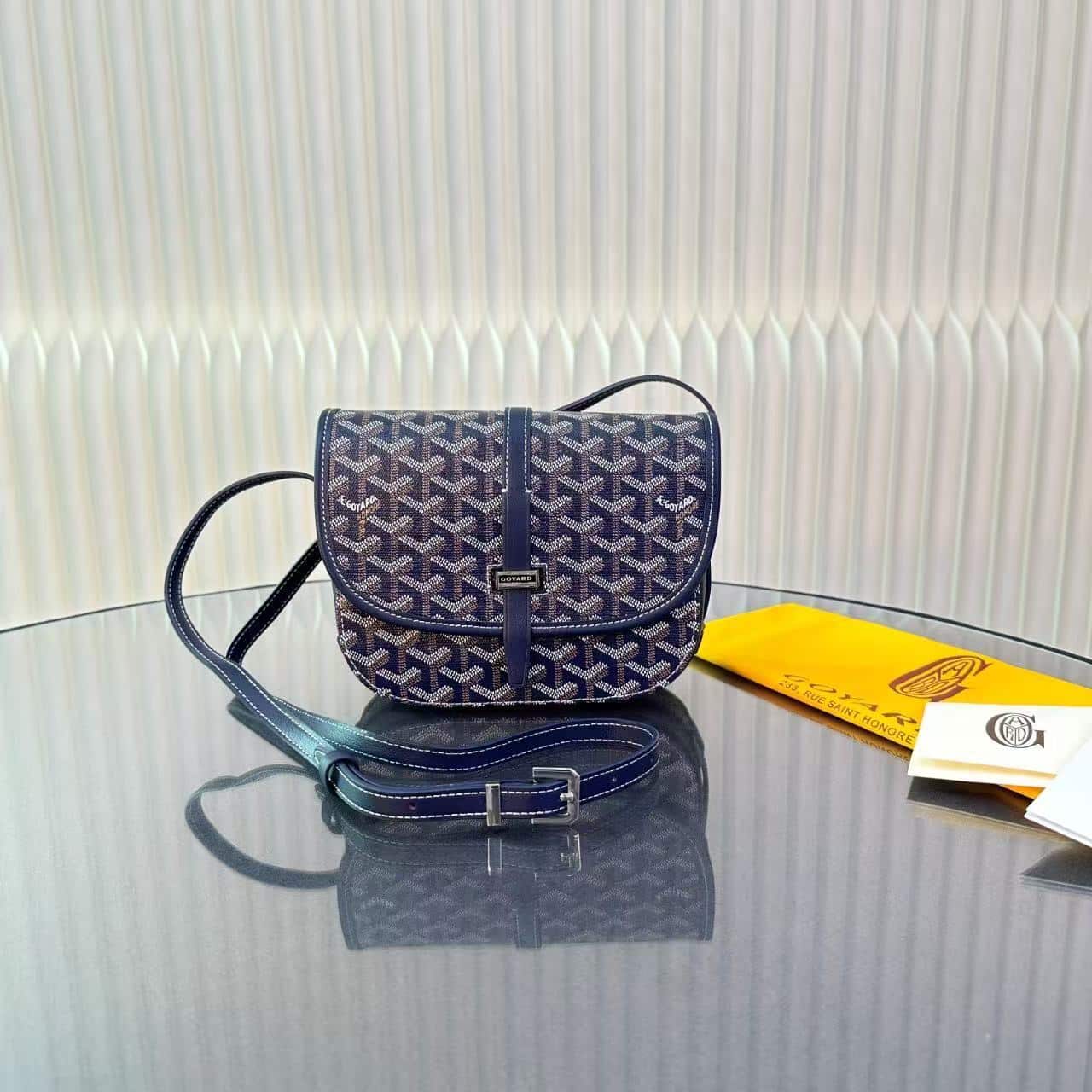 GOYARD GOYARDINE BELVEDERE PM MESSENGER BAG NAVY 21CM BELVE3PMLTY12CG12P