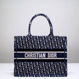 DIR1286 Book Tote big size 36.5cm 41.5cm Oblique Embroidery blue white-2