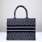 DIR1286 Book Tote big size 36.5cm 41.5cm Oblique Embroidery blue white-2