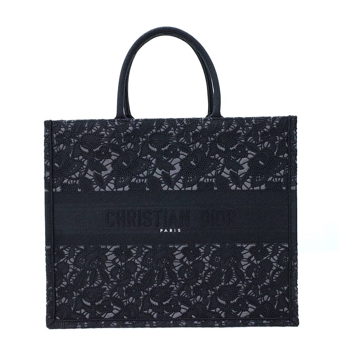 DIR1286 book tote small size 36.5cm 41.5cm embroidery black-3