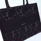 DIR1286 book tote small size 36.5cm 41.5cm embroidery black-3