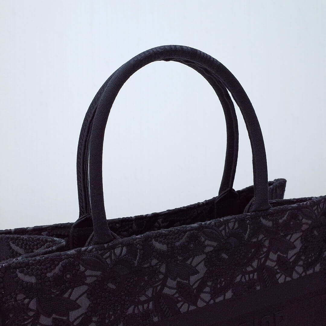 DIR1286 book tote small size 36.5cm 41.5cm embroidery black-3