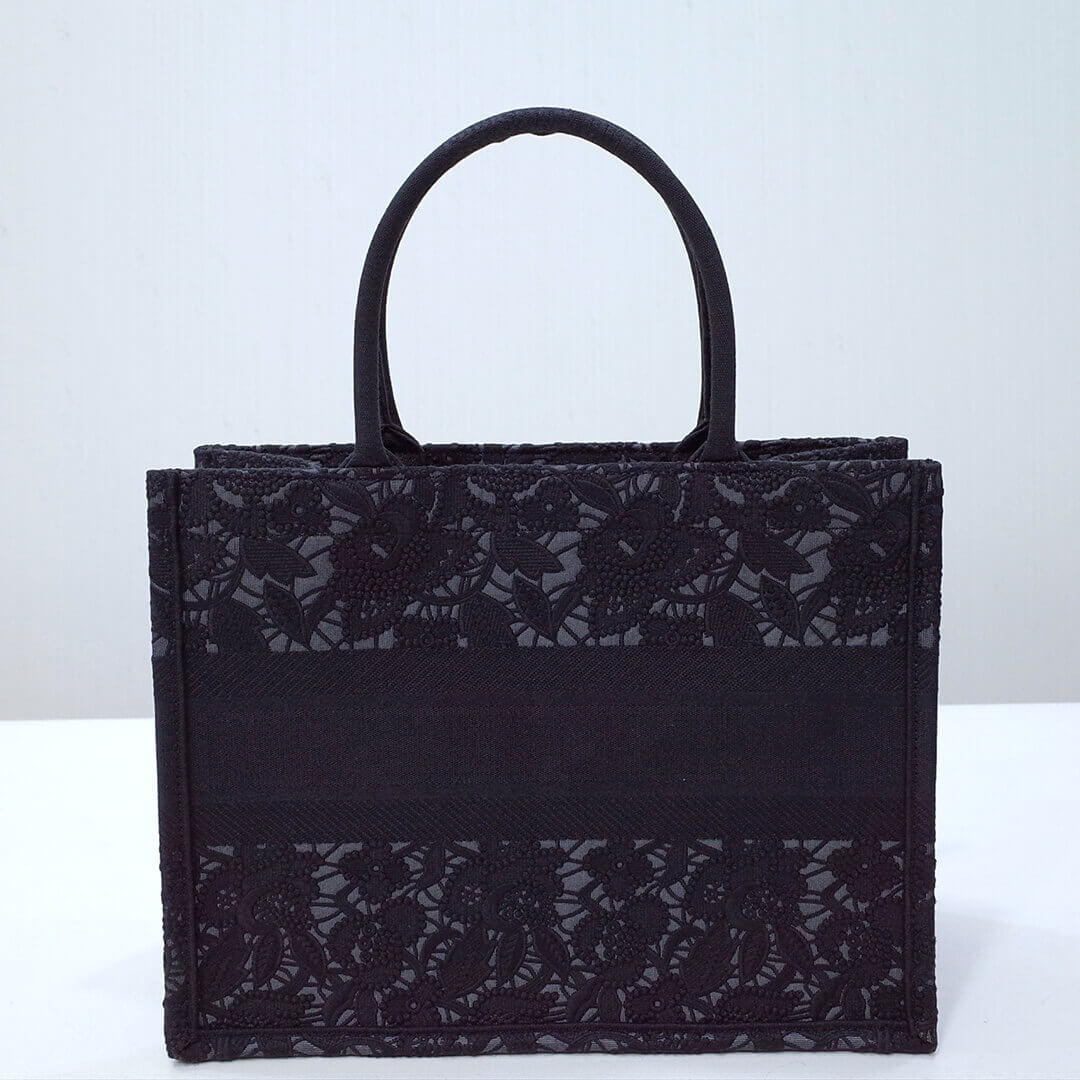 DIR1286 book tote small size 36.5cm 41.5cm embroidery black-3