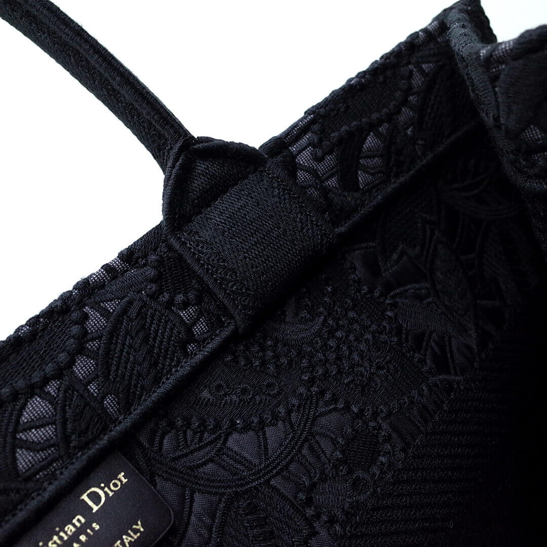 DIR1286 book tote small size 36.5cm 41.5cm embroidery black-3