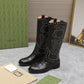 GG WOMEN'S BOOT WITH DOUBLE G AND STUDS BLACK