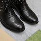 GG WOMEN'S BOOT WITH DOUBLE G AND STUDS BLACK