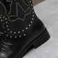 GG WOMEN'S BOOT WITH DOUBLE G AND STUDS BLACK