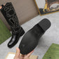 GG WOMEN'S BOOT WITH DOUBLE G AND STUDS BLACK