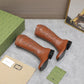 GG WOMEN'S BOOT WITH DOUBLE G AND STUDS BROWN