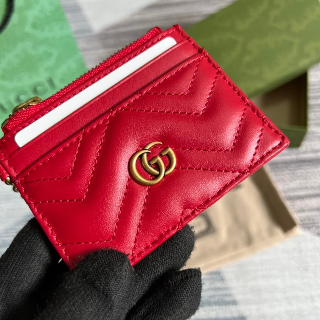 GG 627064 Marmont wallet 10cm red COWHIDE