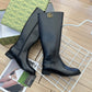 GG GG LEATHER HIGH BOOTS BLACK