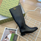 GG GG LEATHER HIGH BOOTS BLACK