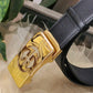 GC BELT Cowhide leather black gold buckle wide 3.5cm Automatic buckle