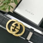 GC BELT Cowhide leather black gold buckle wide 3.5cm Automatic buckle