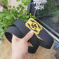 GC BELT Cowhide leather black gold buckle wide 3.8cm