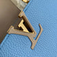 M21689 Capucines MM Handbag 31cm blue Silk texture cowhide