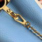 M21689 Capucines MM Handbag 31cm blue Silk texture cowhide