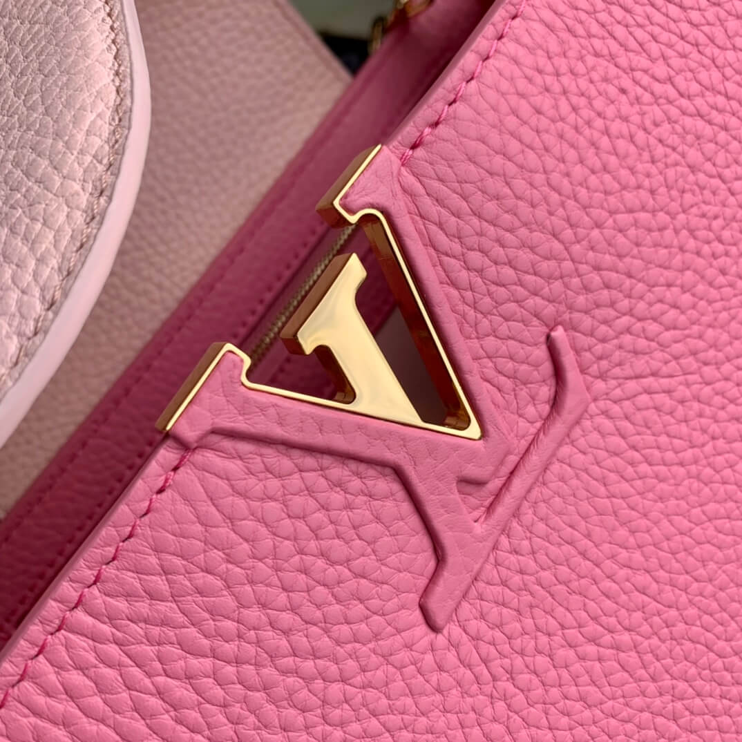 M22375 Capucines MM Taurillon 31.5cm pink COWHIDE/ REAL LEATHER