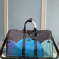 M46441 x YK KEEPALL Bandoulière 45 Monogram Black Flower COWHIDE/ REAL LEATHER