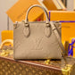 M45660 ONTHEGO PM tote bag Oversized monogrm empreinte leather Apricot