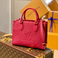 M45660 ONTHEGO PM tote bag Oversized monogrm empreinte leather Rose Red