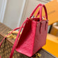 M45660 ONTHEGO PM tote bag Oversized monogrm empreinte leather Rose Red