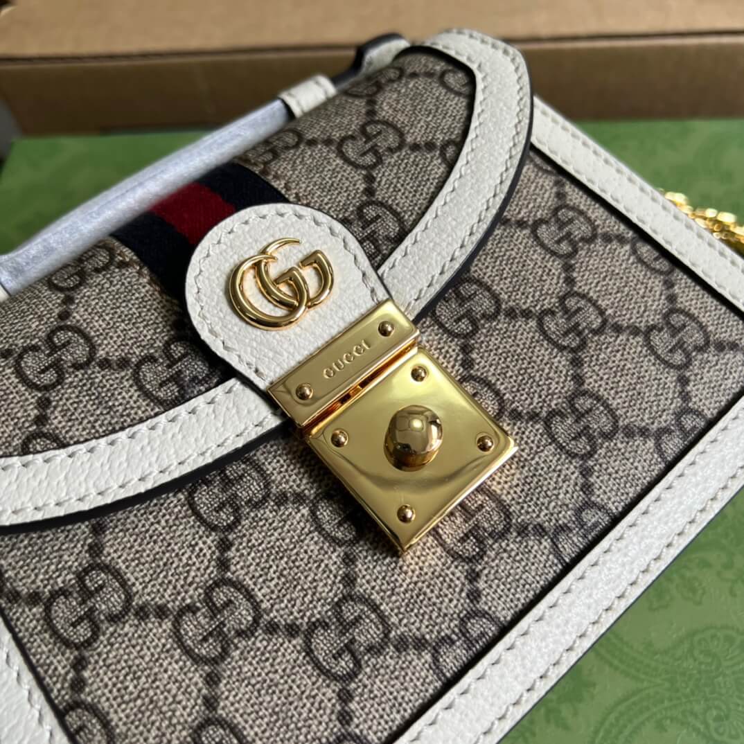 GC696180 shoulder bag blue/pvc?white/pvc?Khaki?brown Leather